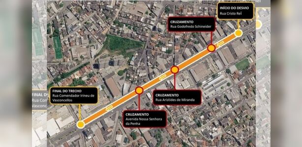 Trecho da Avenida Carlos Lindenberg onde ocorrem obras do Expresso GV