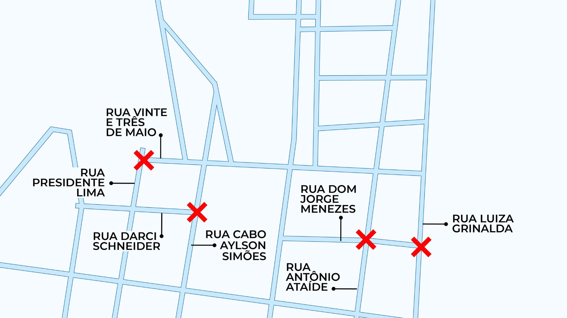 Mapa com pontos de interdição de trânsito na Prainha, em Vila Velha, durante o Festival Movimento Cidade