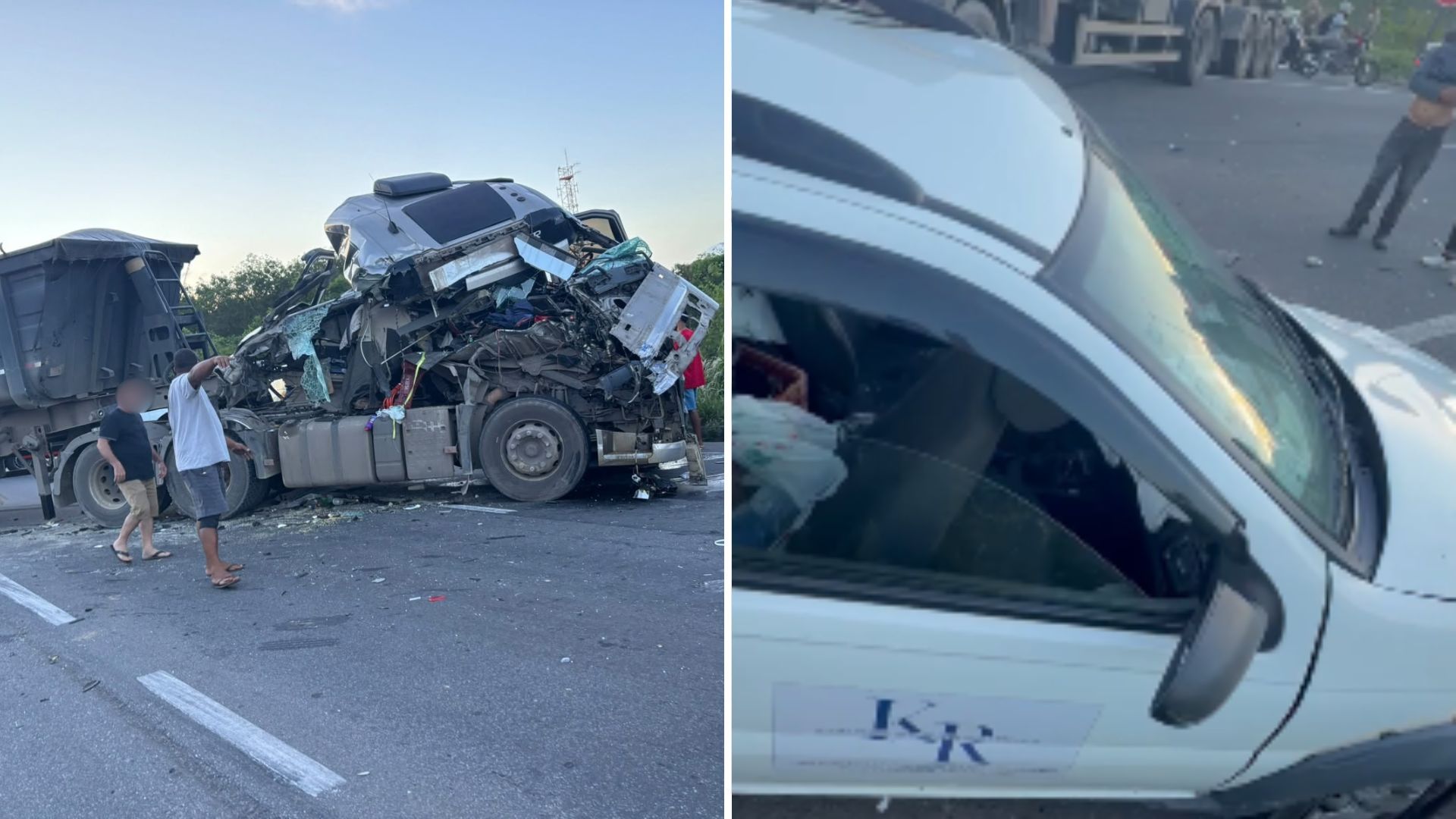 Batida entre carretas deixa três feridos na Rodovia do Contorno, na Serra