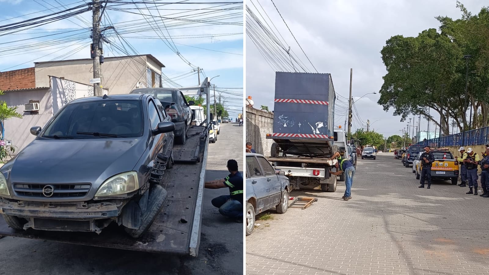 Equipes da prefeitura realizam a retirada de veículos abandonados em via pública de Linhares.