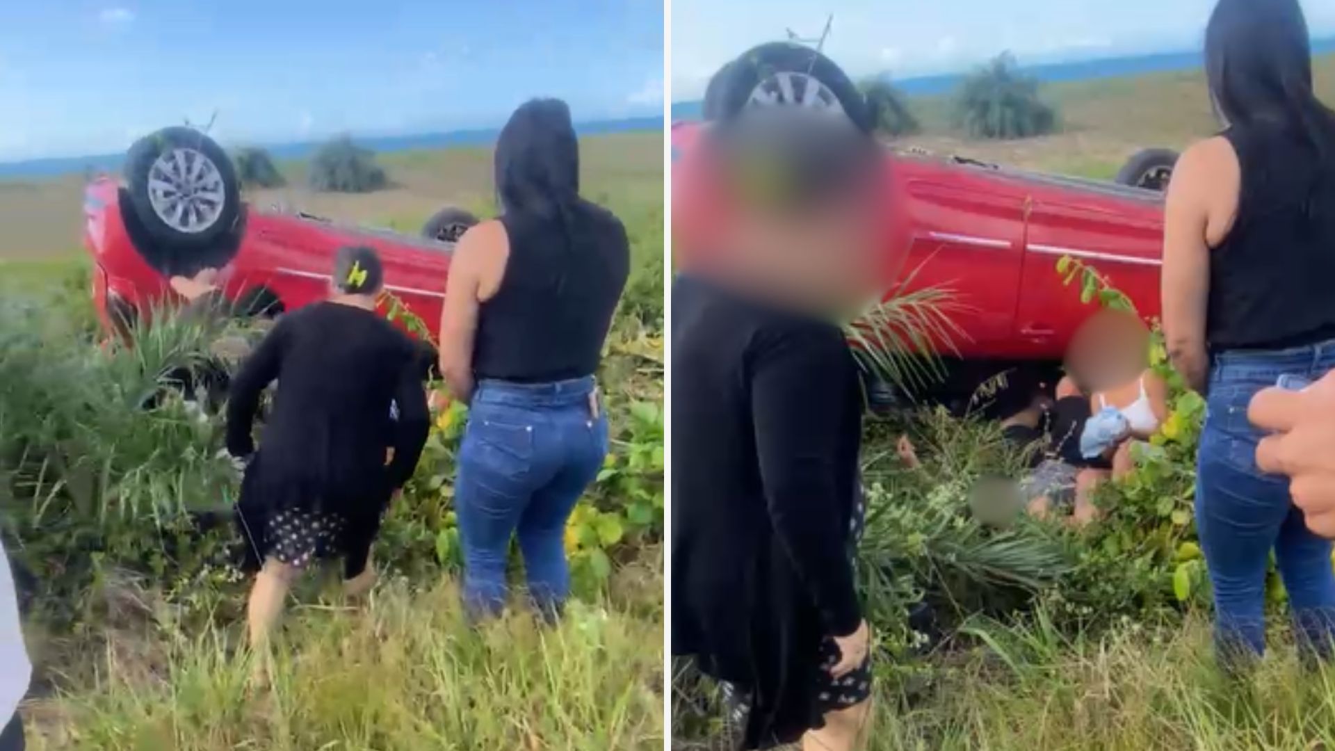 Carro capota e casal fica ferido na ES 060 em Itapemirim