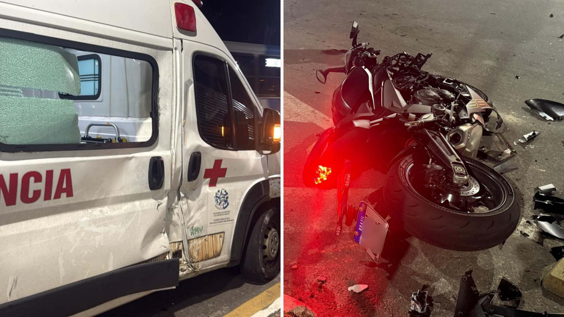 Motociclista é atropelado por ambulância em Serra
